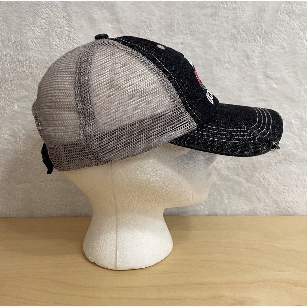 Jeep Hair Don't Care Trucker Hat Black Gray Mesh Distressed Adjustable - Picture 3 of 7